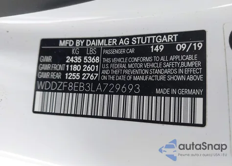 2020 Mercedes-Benz E 350 4Matic z USA, uszkodzony, nr VIN WDDZF8EB3LA729693